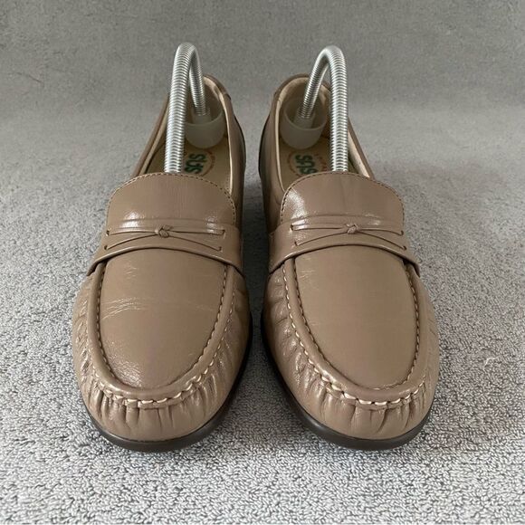 SAS Womens 9.5 W Wide Easier Slip On Moccasin Wedge Loafer Shoes Beige - Picture 2 of 7